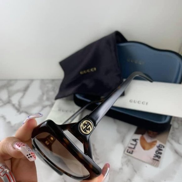 NEW Gucci GG0876S 002 Dark Havana Square Oversized Sunglasses main image 8